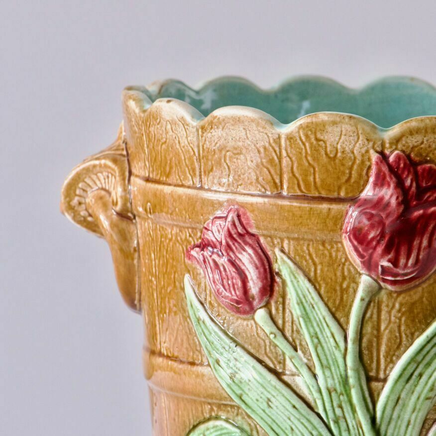 Large Wasmuel Art Nouveau Slip Cachepot, 19th Century photo Home Decor