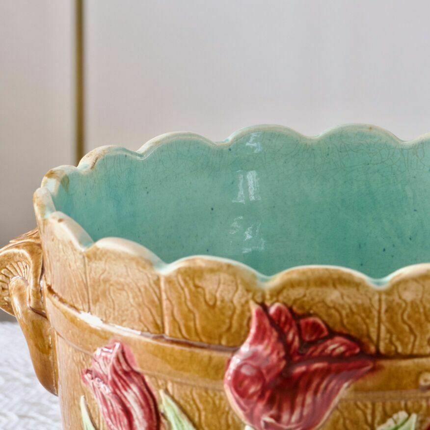 Large Wasmuel Art Nouveau Slip Cachepot, 19th Century photo 270.0