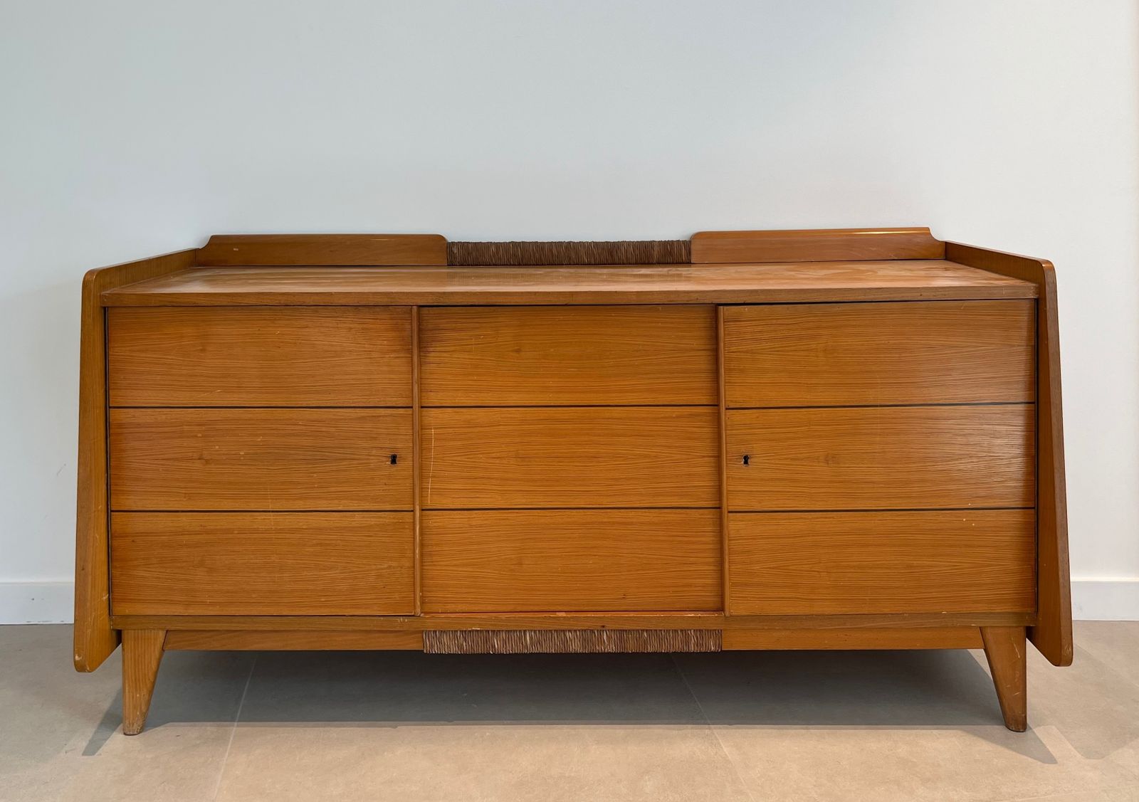 Fir And Rattan Sideboard, 1970s photo furniture