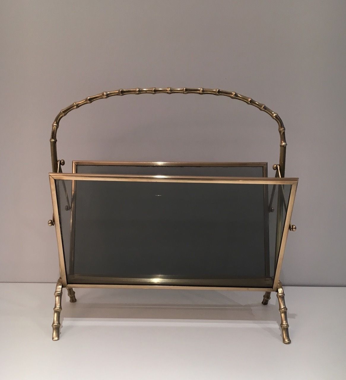 Faux Bamboo Style Magazine Rack In Brass From Maison Baguès