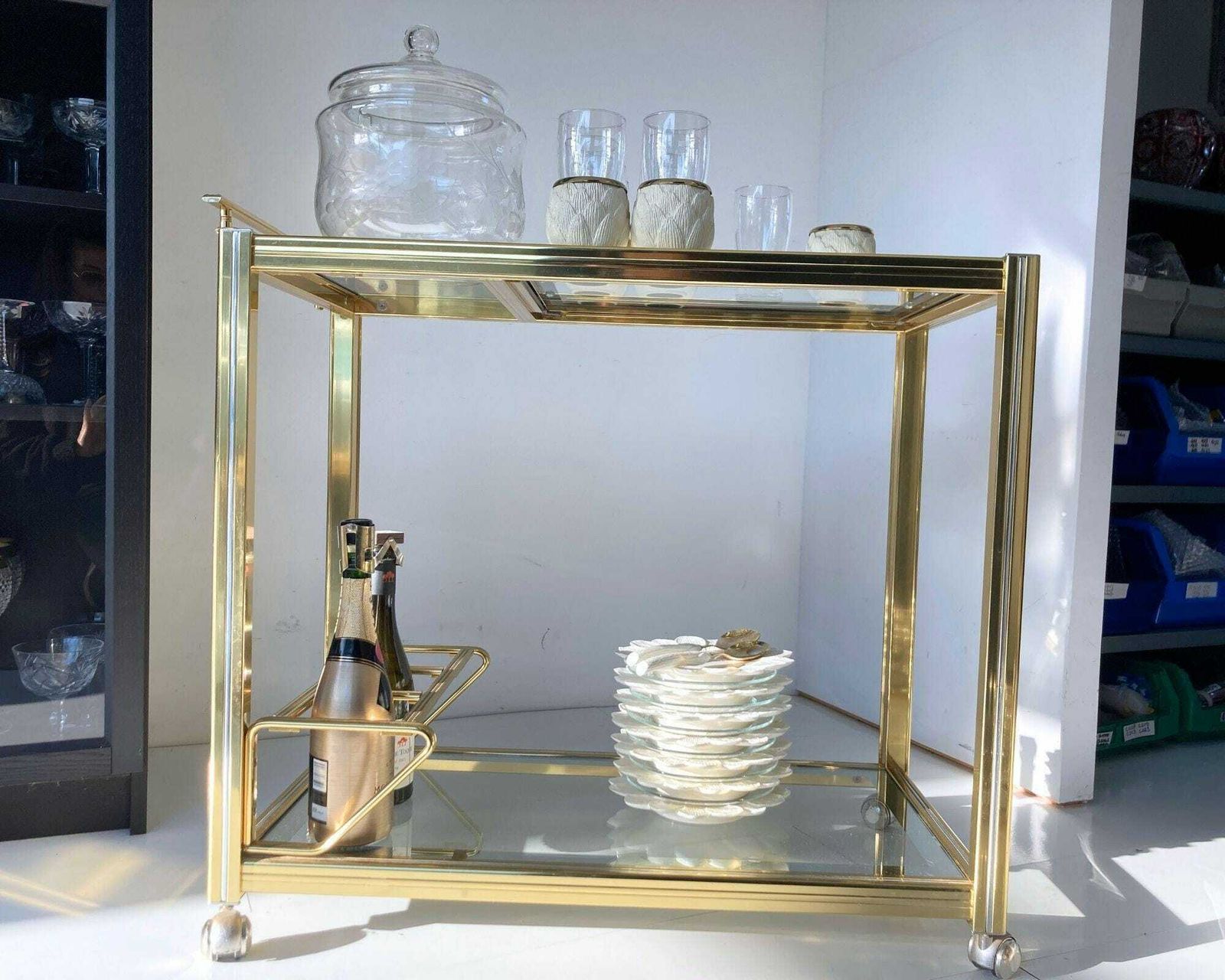 photo furniture Pierre Vandel Bar Cart | 1pcs | Drinks Trolley | Gold Chrome And Mirror Glass
