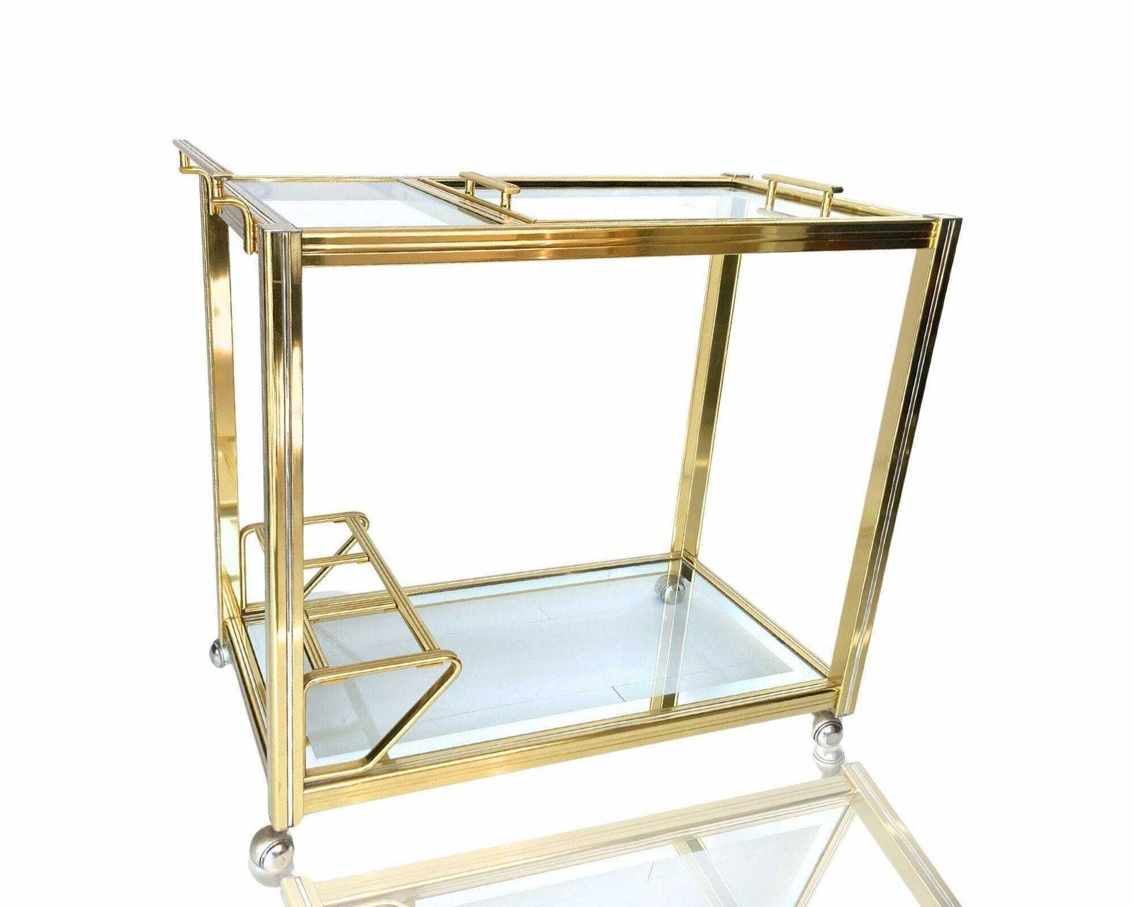 photo for sale Pierre Vandel Bar Cart | 1pcs | Drinks Trolley | Gold Chrome And Mirror Glass