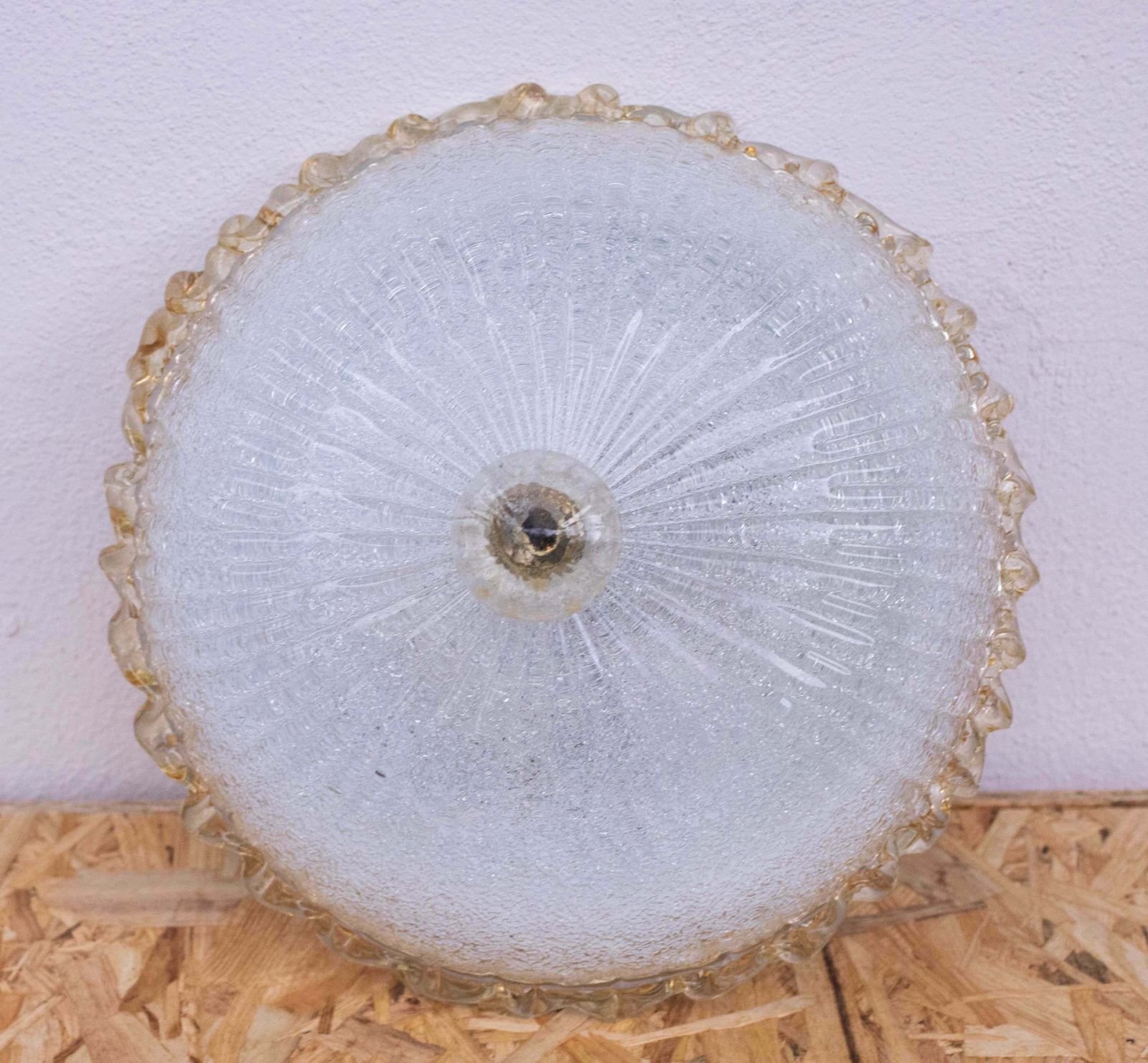 Italian Yellow And Trasparent  Murano Glass Ceiling Fixture, Murano, 1970 photo Lighting