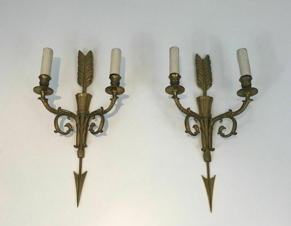 Pair Of Large Appliques With Quiver, Arrow And Eagle Head