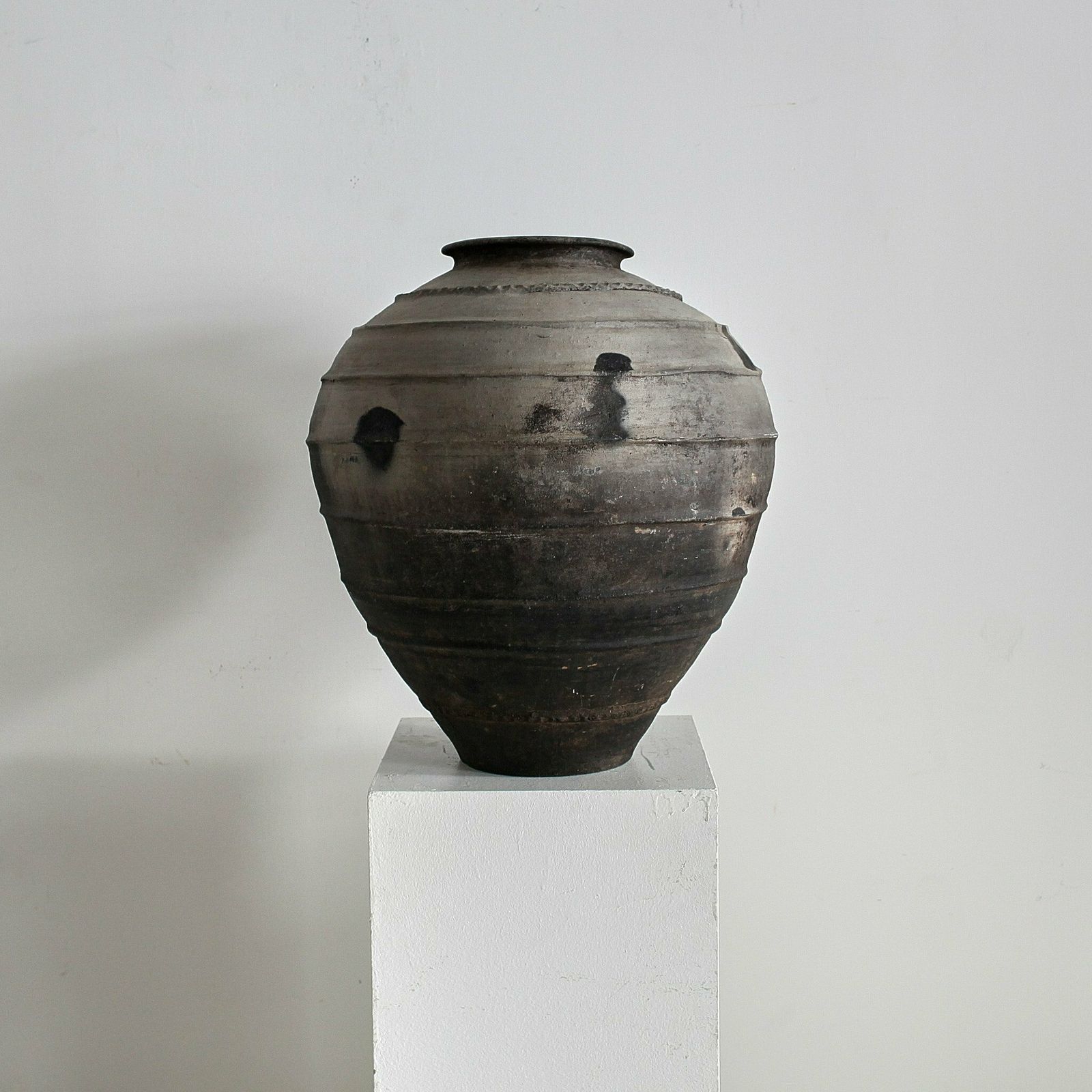 photo for sale Large 19th C. Black Terracotta Portuguese Vessel