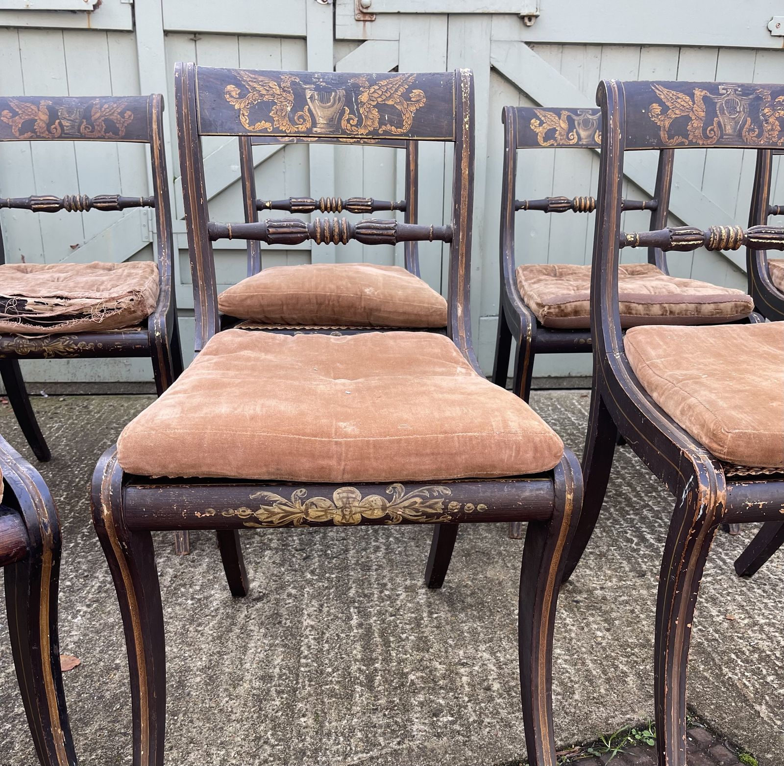 A Rare Set Of Eight Regency Painted Dining Chairs photo furniture