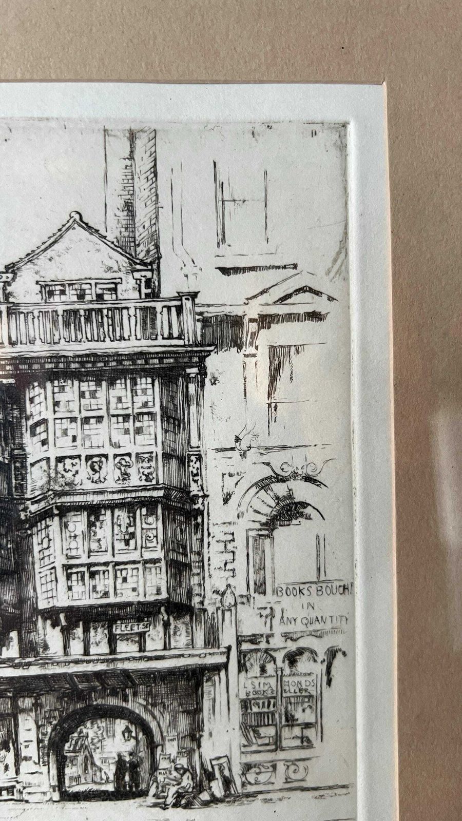 Early 1900’s Hand Pulled Etching Picture By Henry Lambert Featuring Entrance To Middle Temple, Fleet Street, London photo buy