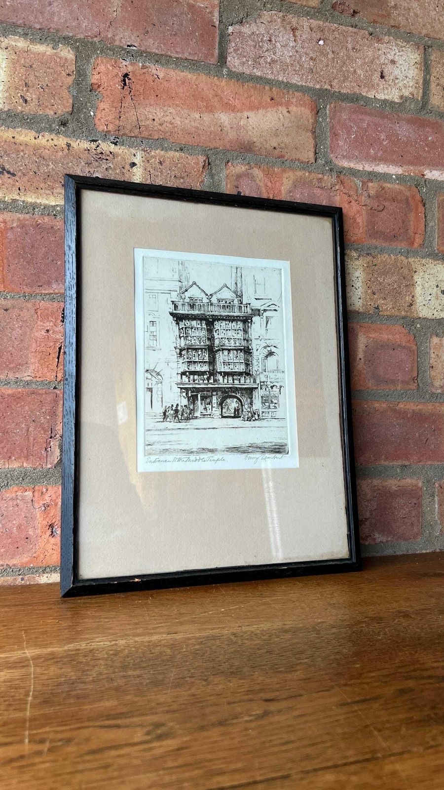 photo for sale Early 1900’s Hand Pulled Etching Picture By Henry Lambert Featuring Entrance To Middle Temple, Fleet Street, London