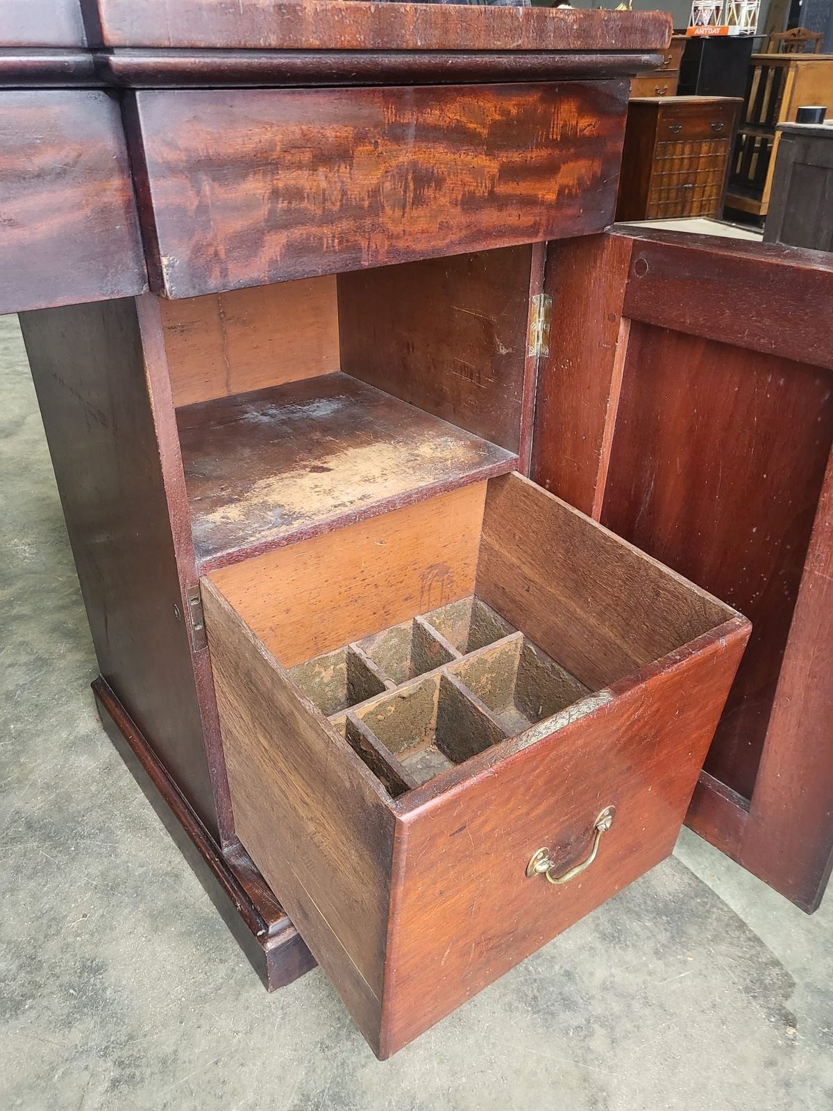 Antique Edwardian Victorian Mahogany Twin Pedestal Sideboard Drawers Wine Drawer photo Furniture