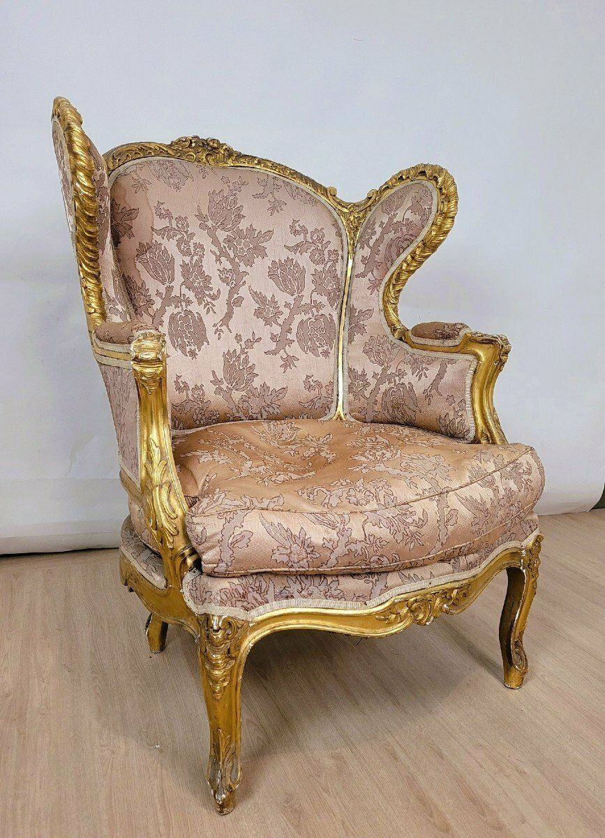 Louis XV Style Gilded Wood Shepherdess, 19th Century photo furniture