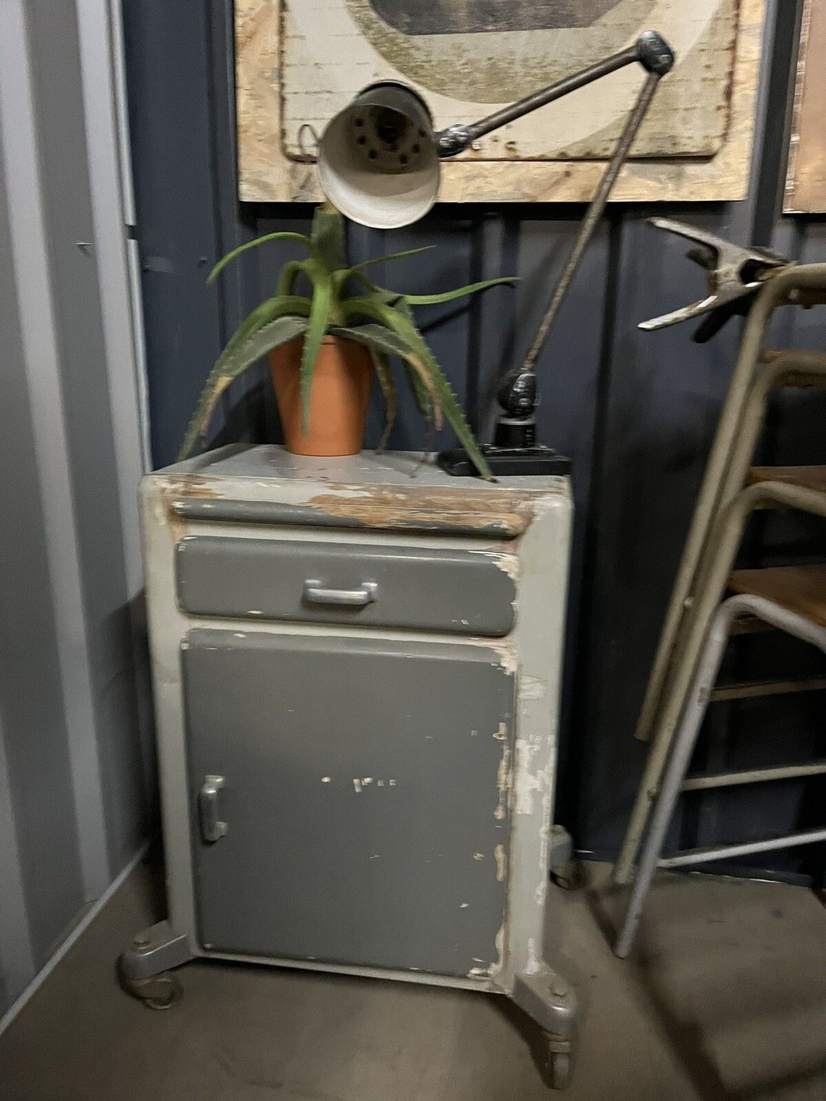 Vintage Wooden Medical Cabinet On Wheels Eastern European. Bedside Table photo for sale