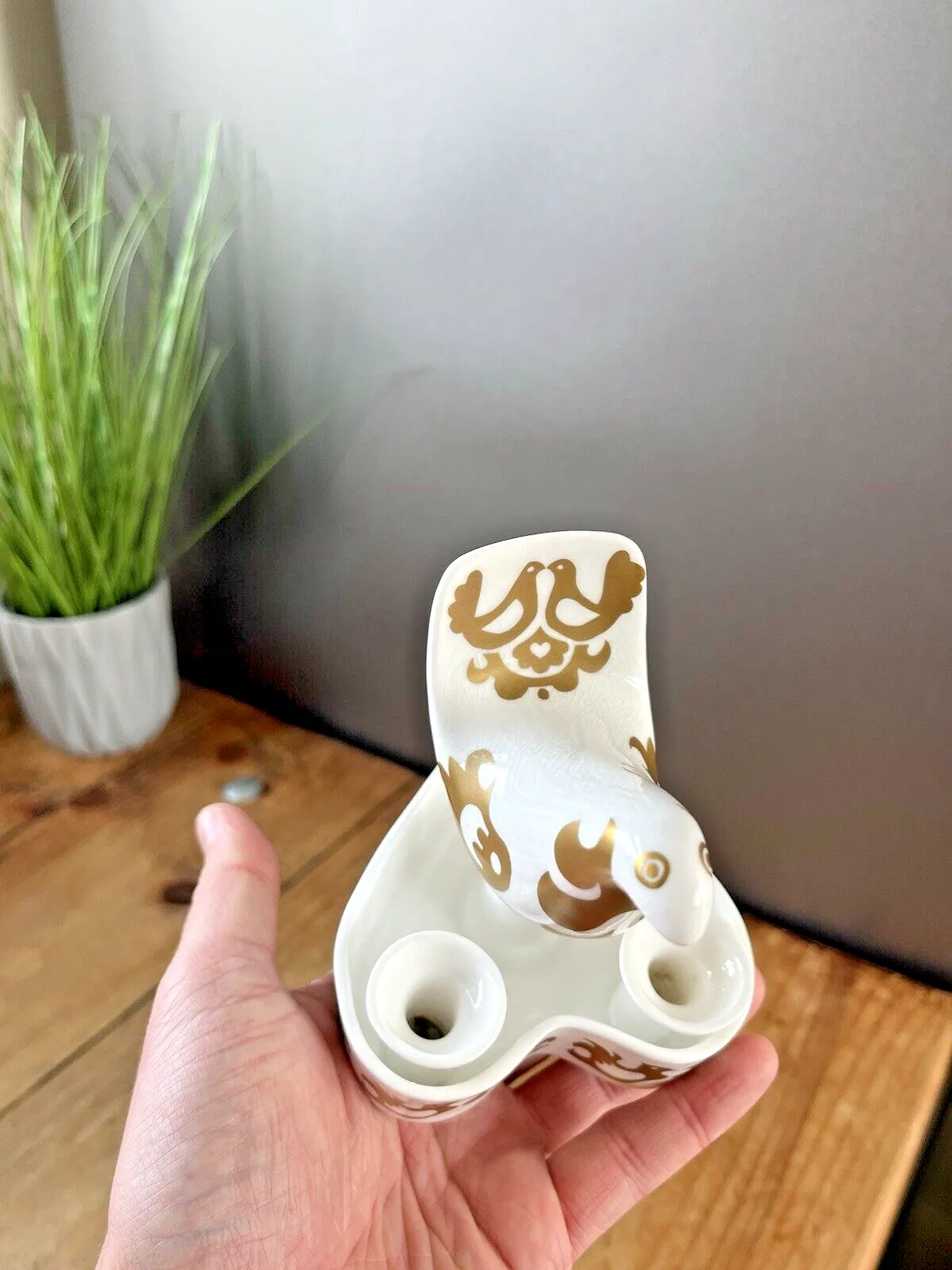 photo for sale Highland Fine Bone China Stylised Bird Scandi Style Twin Taper Candle Holder Mcm