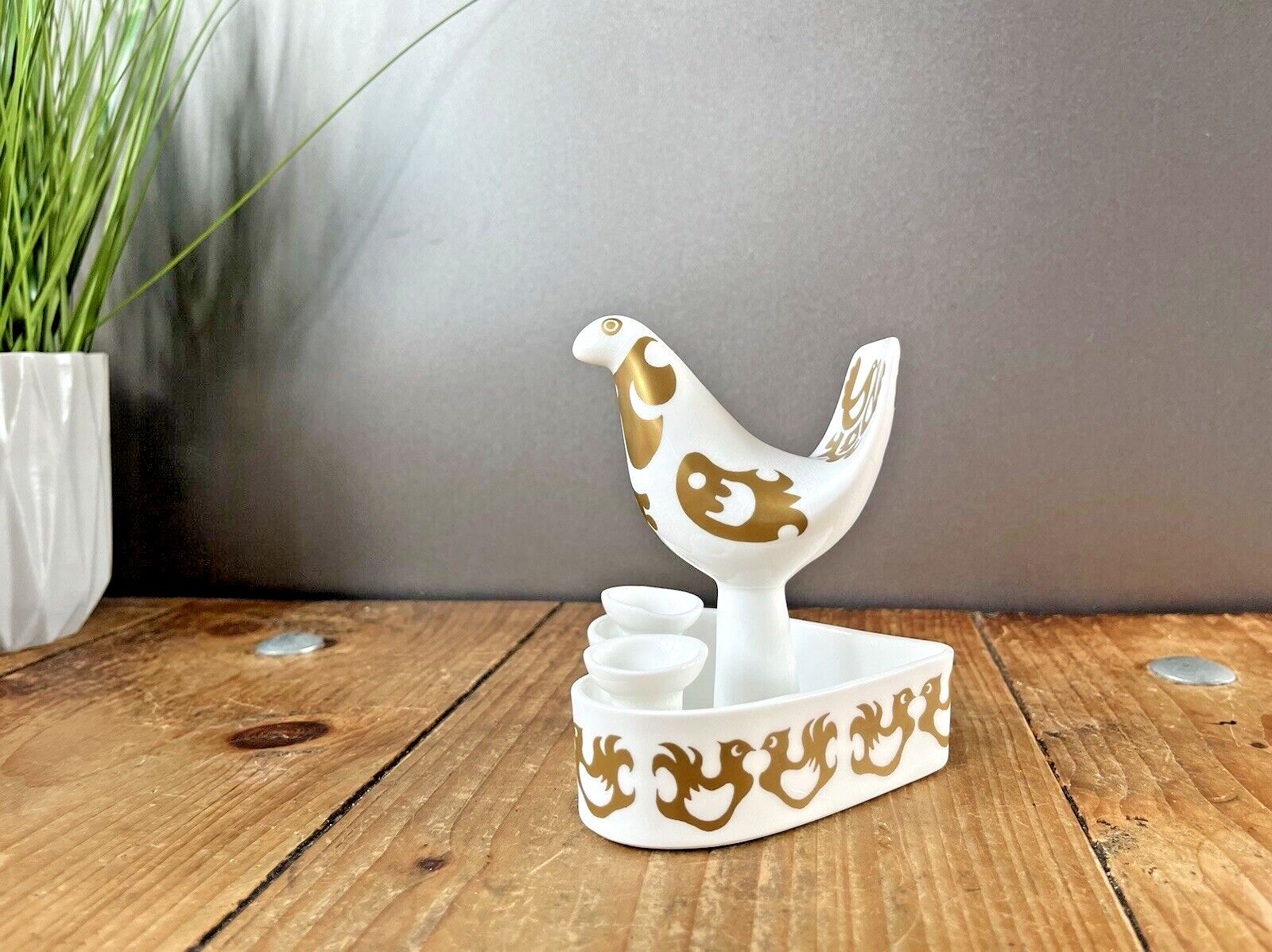 photo vintage Highland Fine Bone China Stylised Bird Scandi Style Twin Taper Candle Holder Mcm