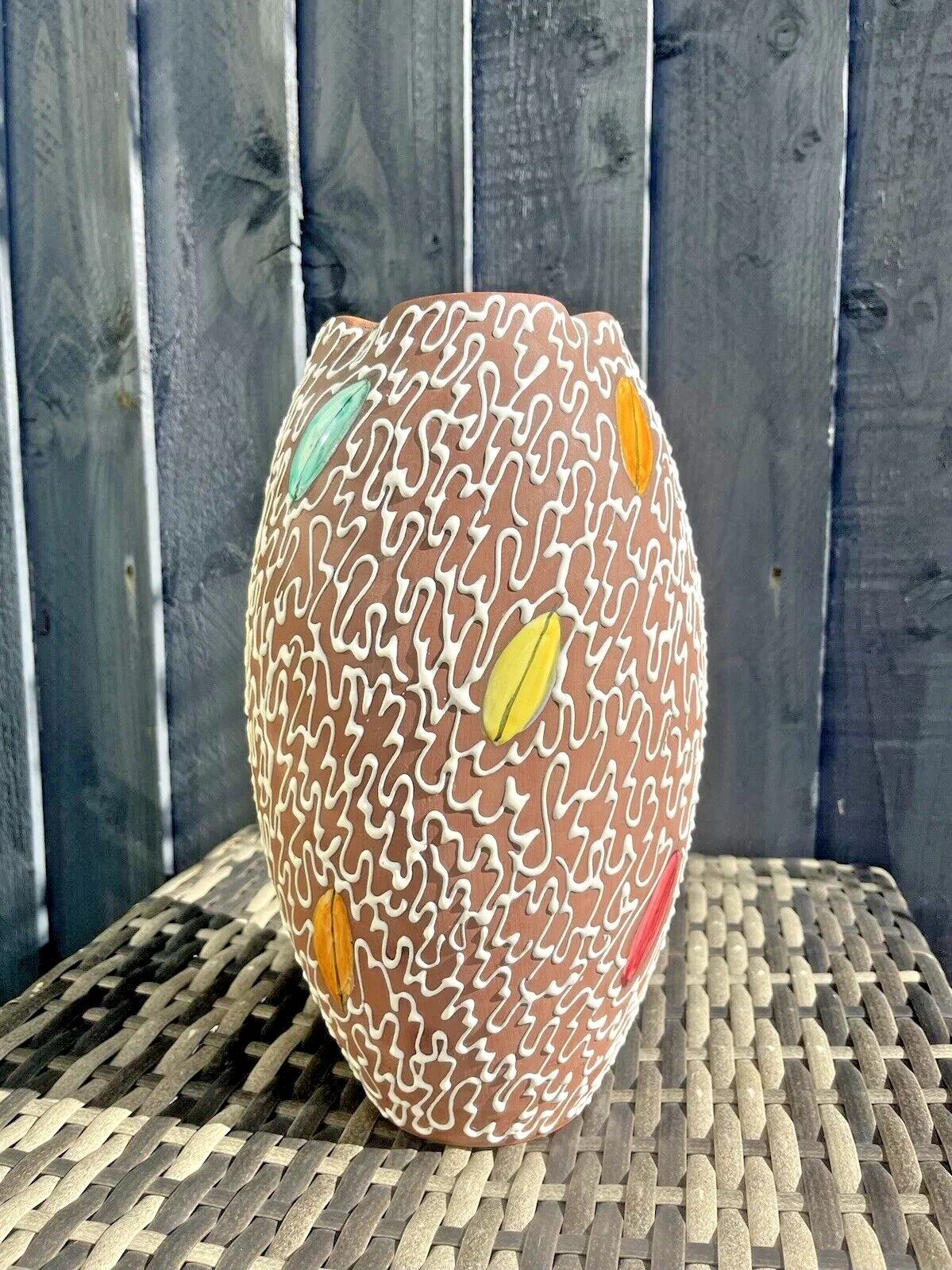 50's Italian Pottery Squiggle Vase Multicoloured Abstract Fratelli Fanciullacci photo buy