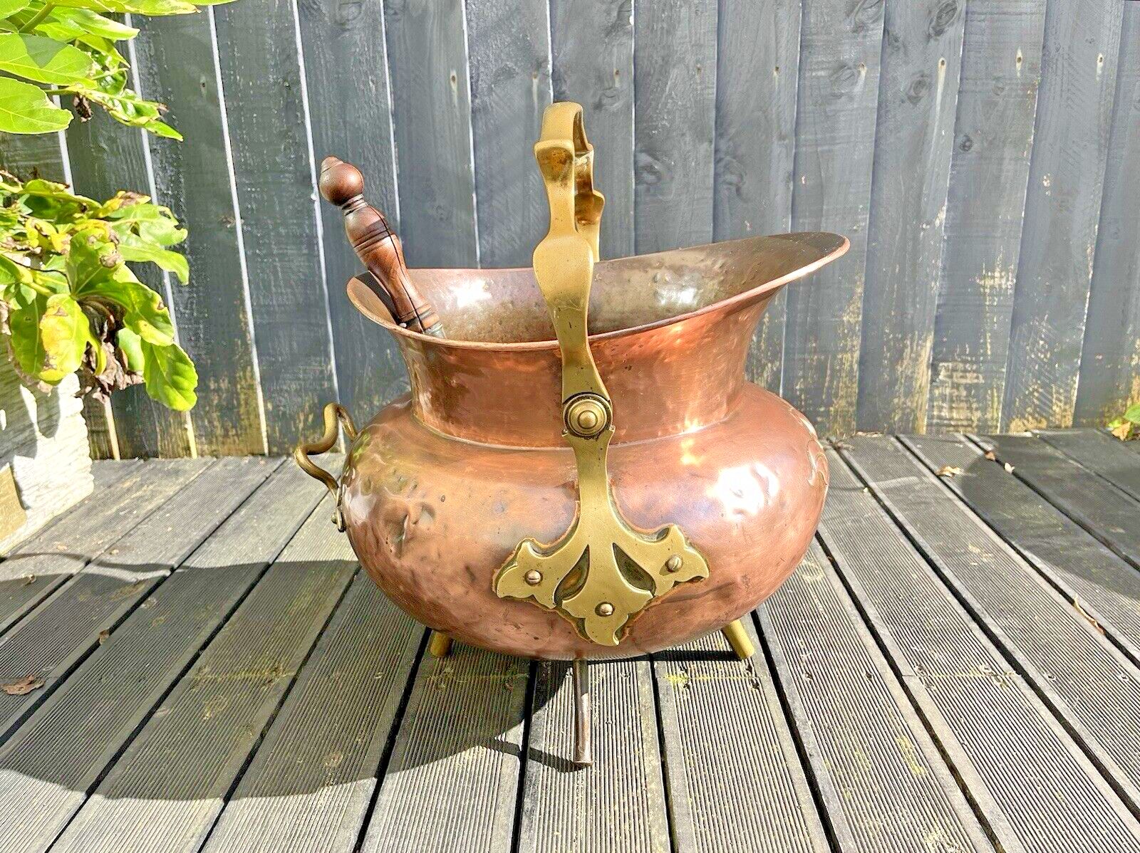 Antique Arts & Crafts Copper Brass Coal Bucket Benham Froud Christopher Dresser photo vintage