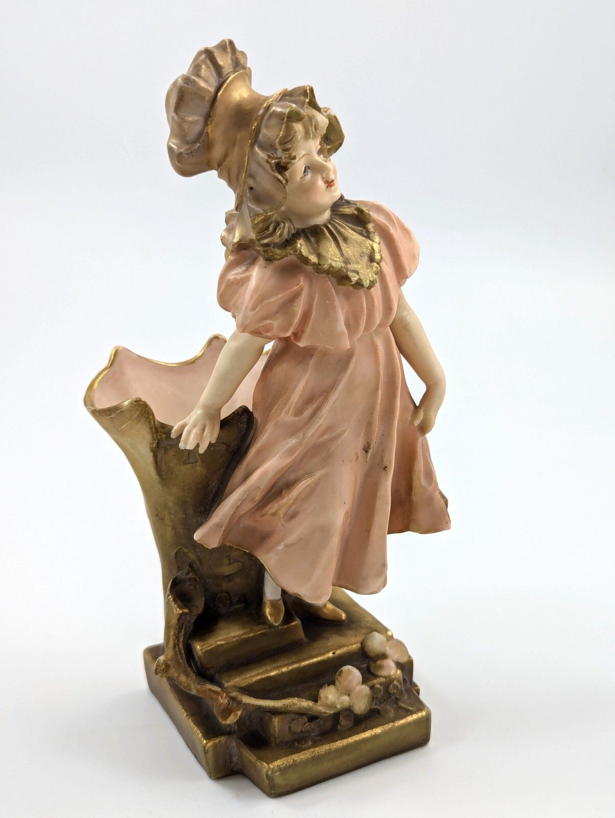 Antique Porcelain Figurine/Vase Planter By Ernst Wahliss, Teplitz Turn, Austria photo vinterior