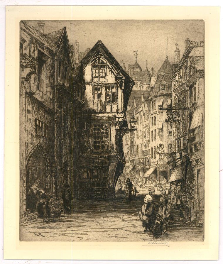 William Renison (1866 1940) Early 20th Century Etching, City Of Rouen photo furniture