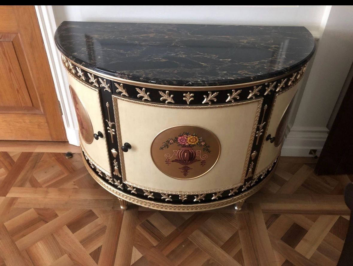 Adam Style Demilune Commode Cabinet (Refrigerated Minibar)