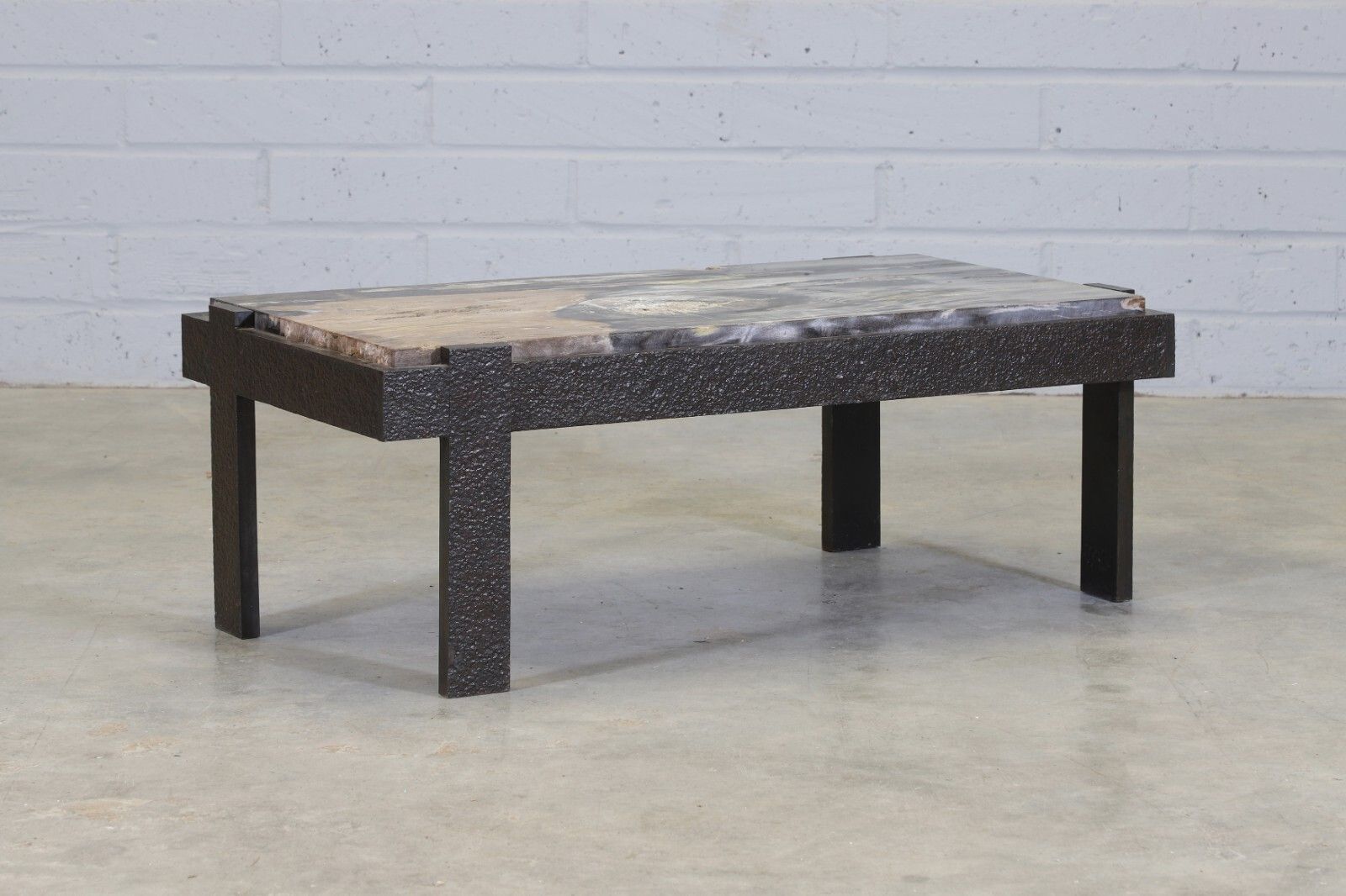 An Incredible Rare Brutalist Fossilised Wood Cast Iron Coffee Table photo furniture