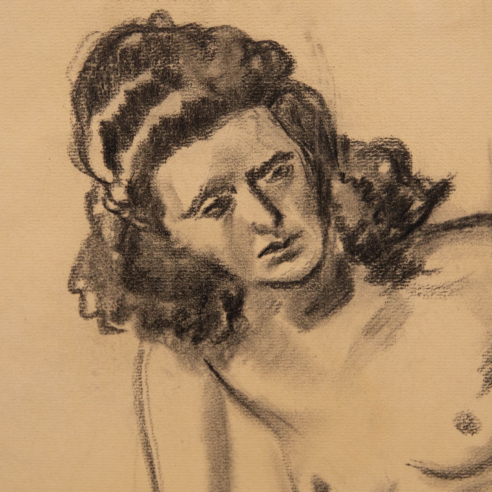 Georges Pacouil (1903 1996) Charcoal Drawing, Leaning Nude II photo for sale