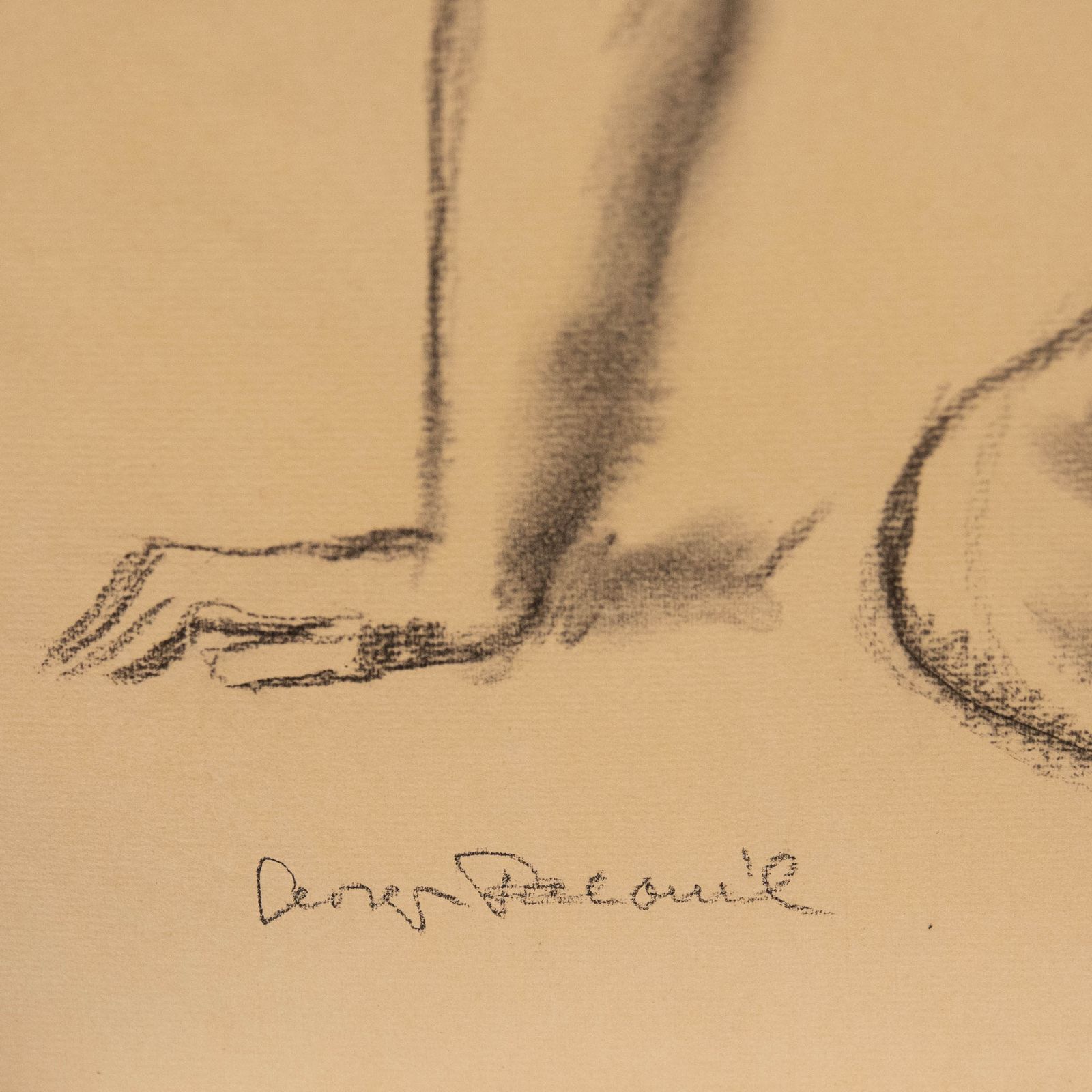Georges Pacouil (1903 1996) Charcoal Drawing, Leaning Nude II photo Art