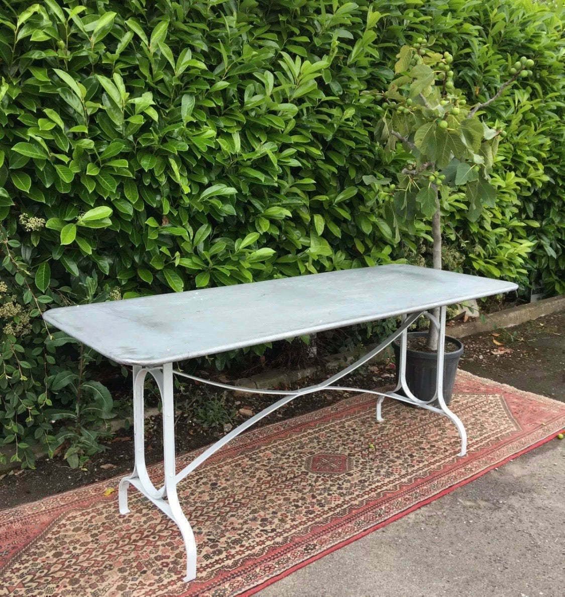 Entertain In Style With A French Style Zinc Top Metal Garden Table   Seats 6 8 Adults And Measures 180cm For Perfect Outdoor Gatherings! photo furniture