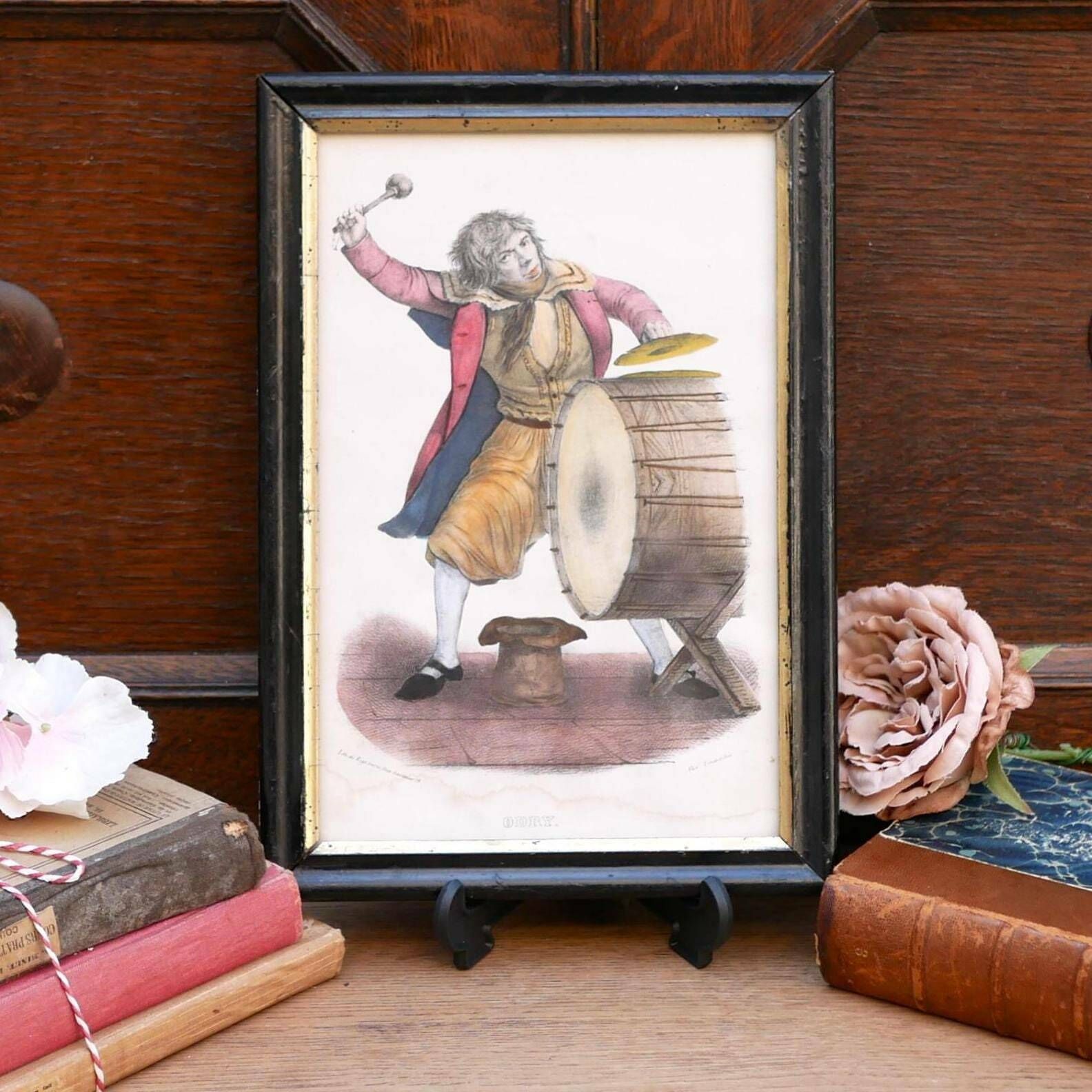 Framed Coloured Antique Lithograph Of Jacques Charles Odry By Alexander Lacauchie From 'Galarie Des Artistes Dramatique' 1840