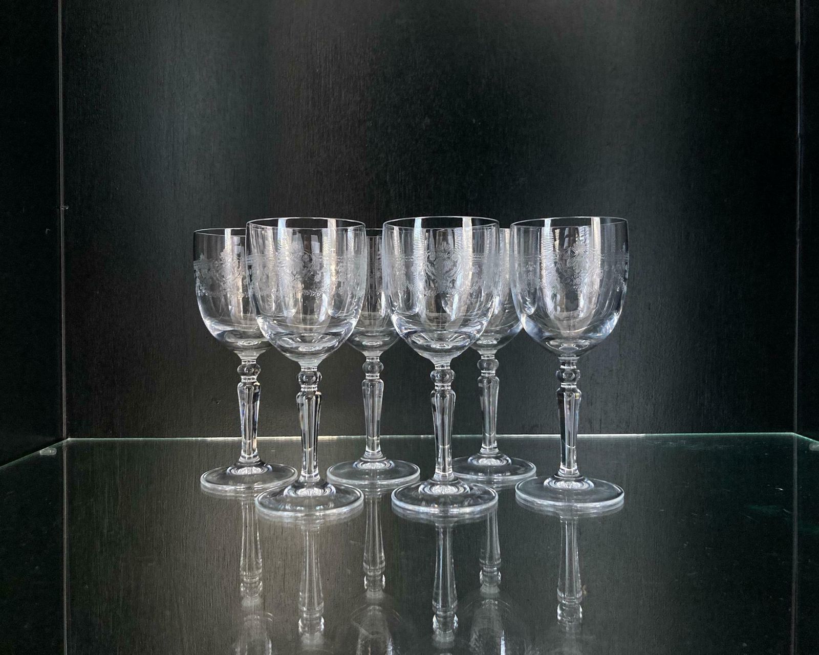 Etched Wine Glasses | 6pcs | French Engraved Patterns photo vinterior