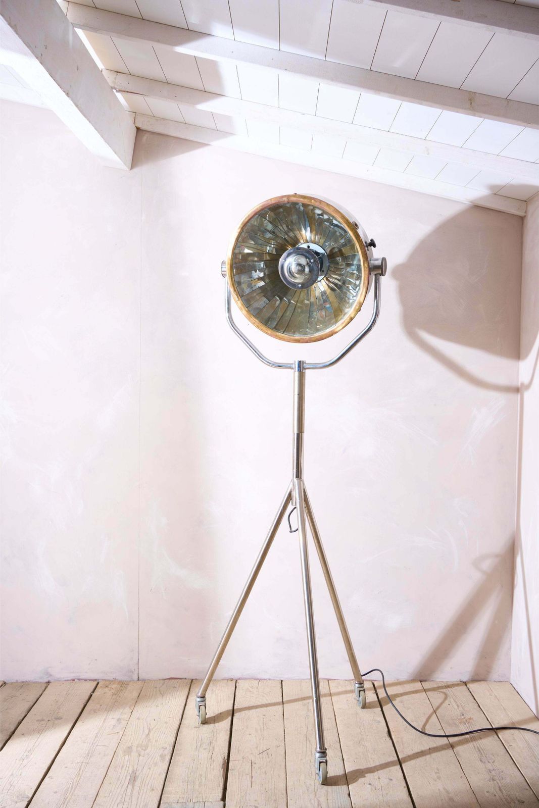 20th Century Chrome And Brass Medical Floor Lamp