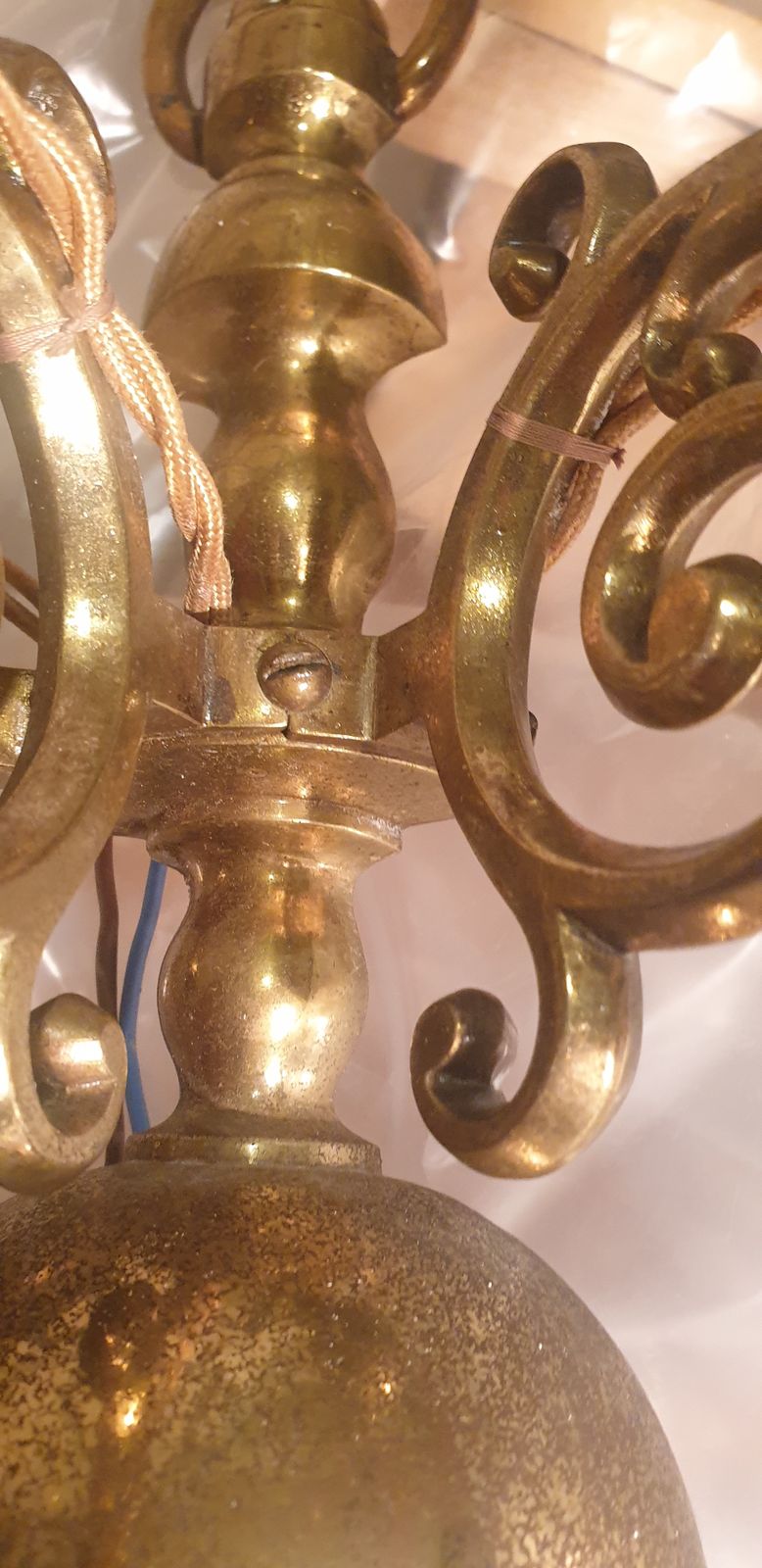 Rare Original Antique 19th Century Large Brass 3 Arm Flemish Wall Light Sconce Converted To Electric photo buy