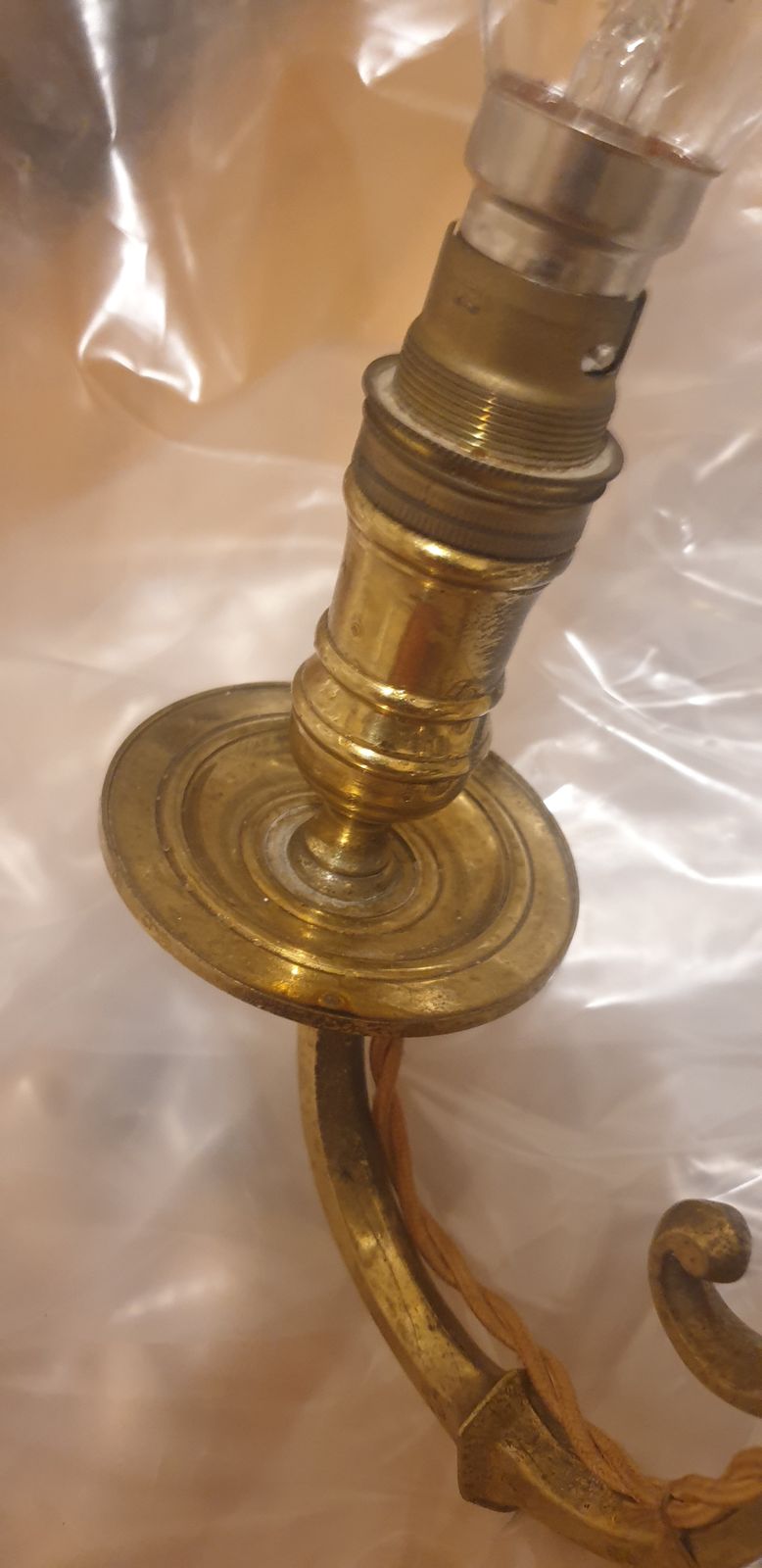 photo buy Rare Original Antique 19th Century Large Brass 3 Arm Flemish Wall Light Sconce Converted To Electric