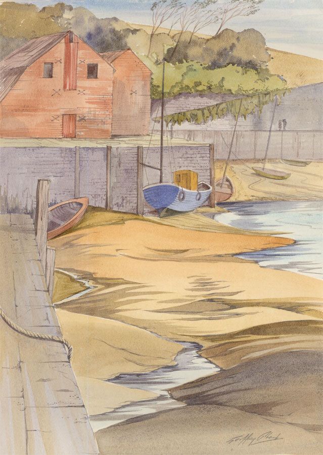 Geoffrey Plant (1939 2000) 20th Century Watercolour, Low Tide At Padstow