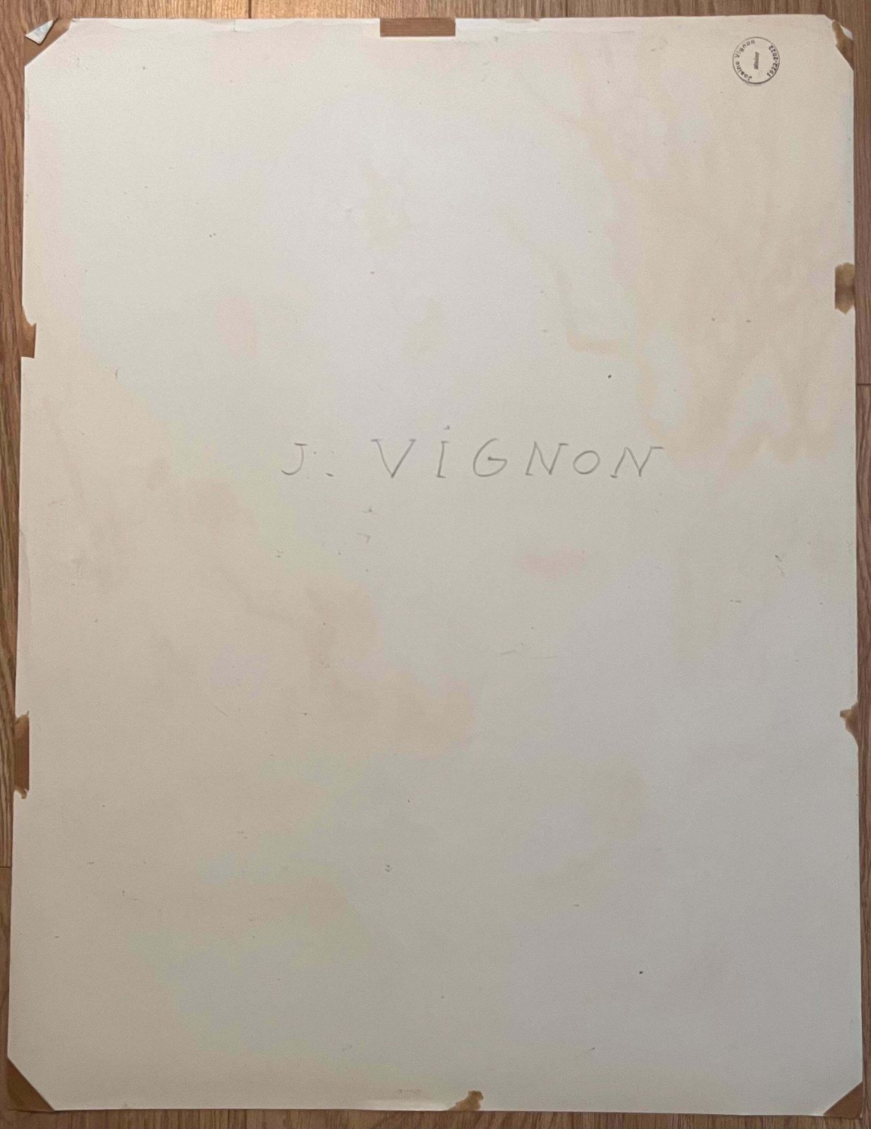 Josine Vignonmid Century French Pastel Drawing Of Sunlit Garden With Blooming Trees1950's photo vinterior