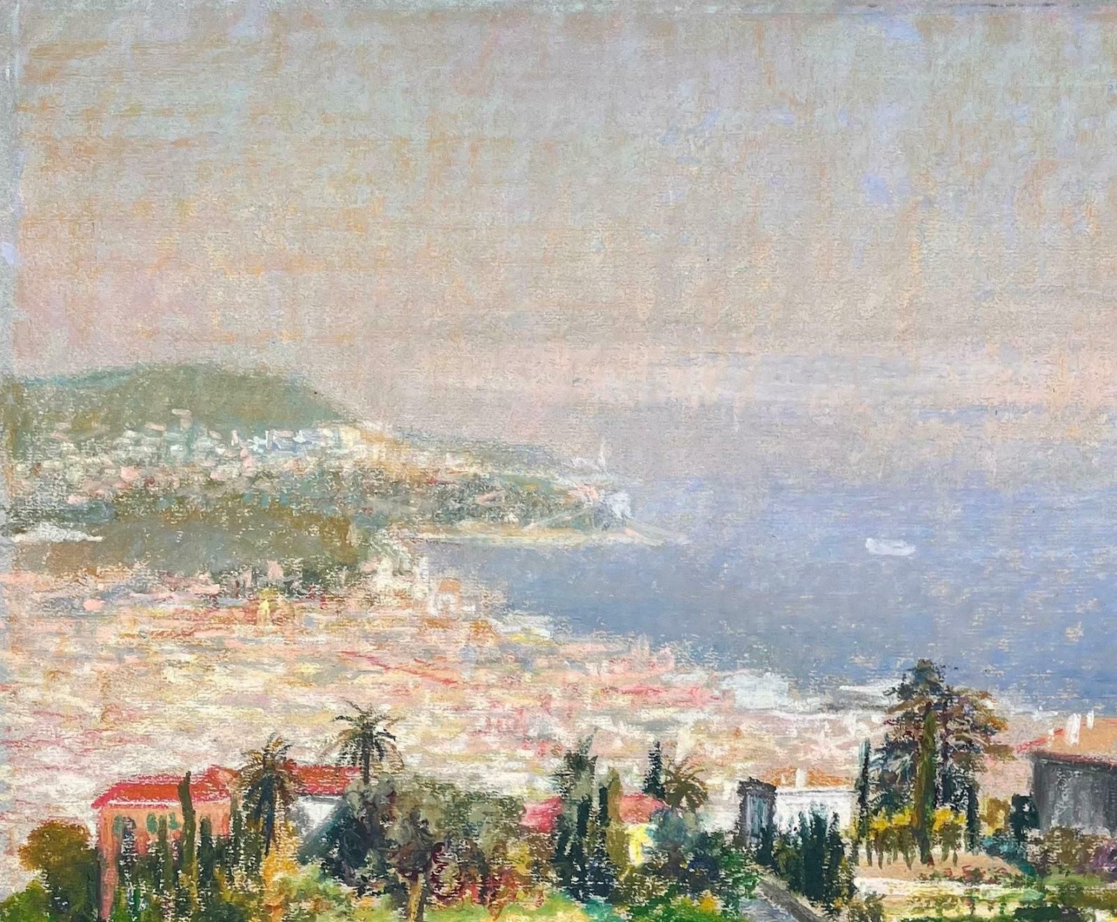 Josine Vignonmid Century French Original Pastel Painting Of A Mediterranean Coastal View1950's photo for sale