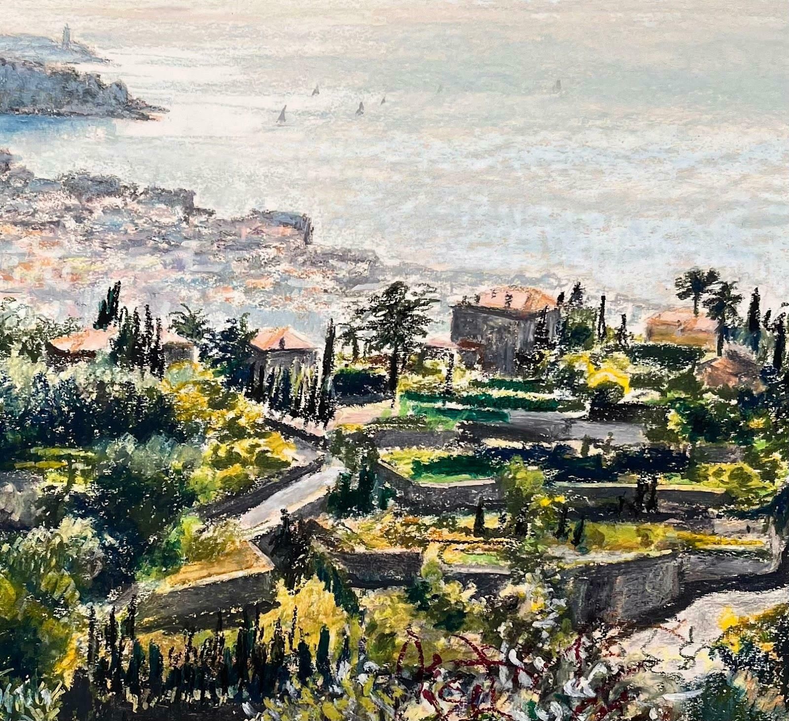 Josine Vignonmid Century French Original Pastel Painting   Coastal View From The Hills1950's photo 700.0