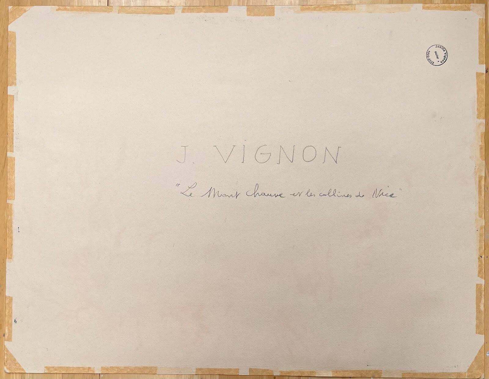 Josine Vignonmid Century French Original Pastel Painting Le Mont Chauve & The Hills Of Nice1950's photo vinterior