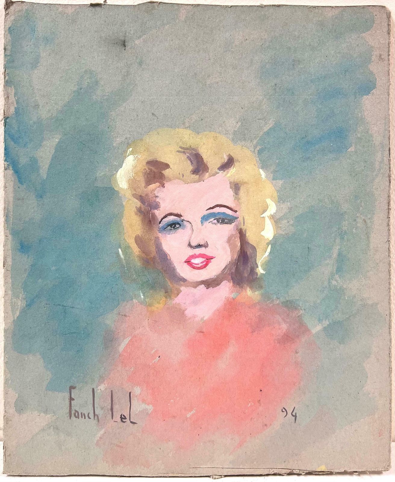 Fanch Lelsoft Portrait Of Hollywood's Iconic Marilyn Monroe In Gentle Pastels20th Century photo furniture