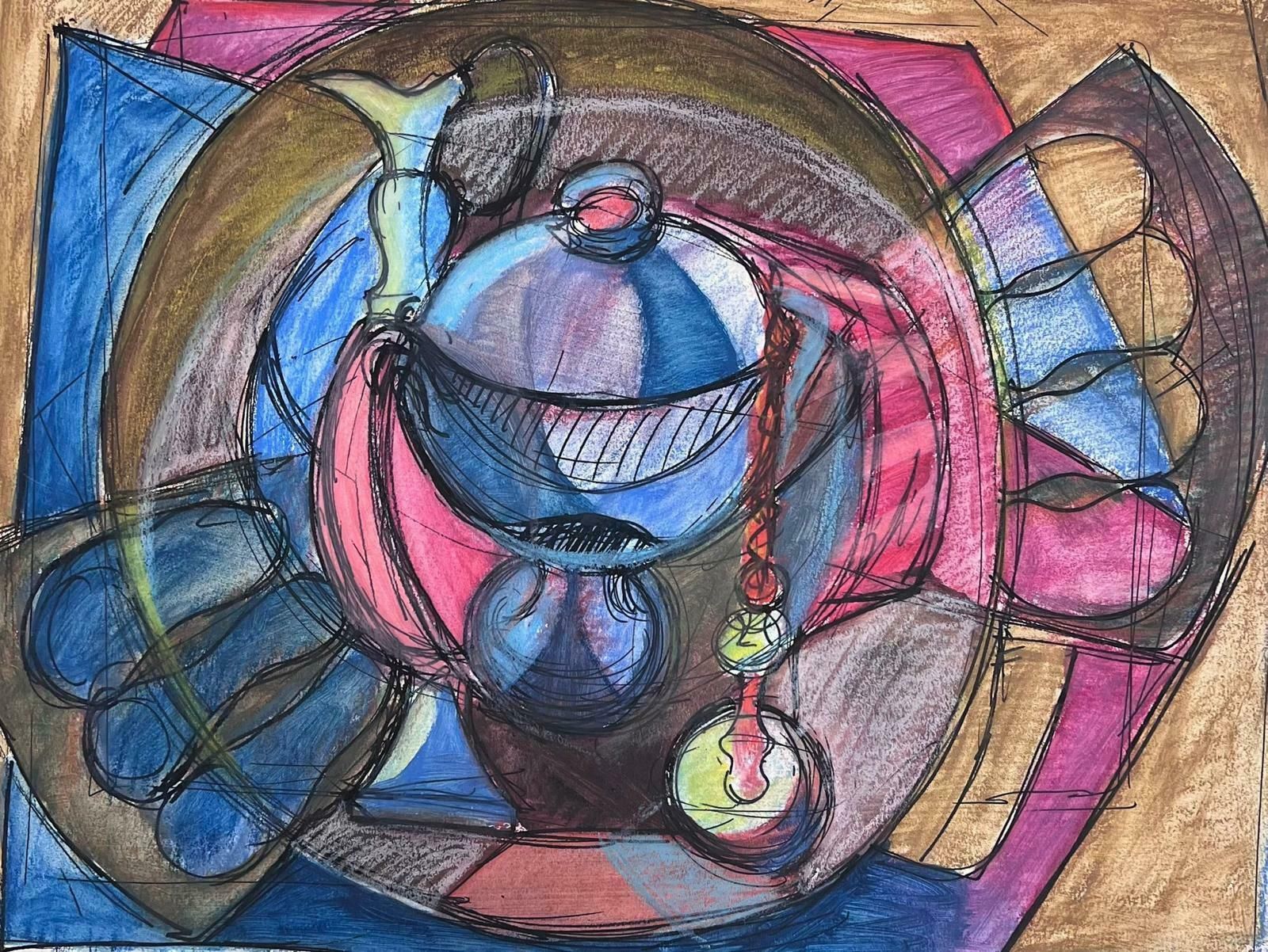 Guy Nicodfrench 20th Century Modernist Painting Still Life Table Ornemants