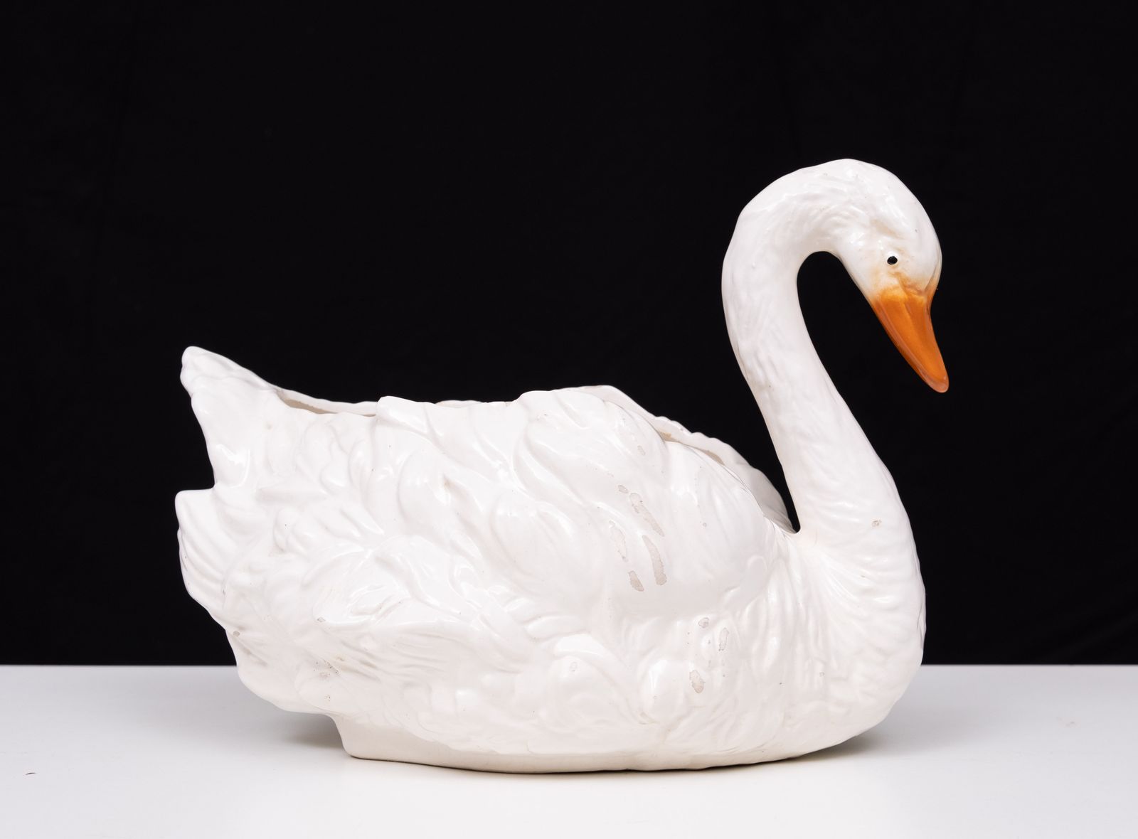 photo for sale Antique Capodimonte Ceramic Swan Jardiniere 1880