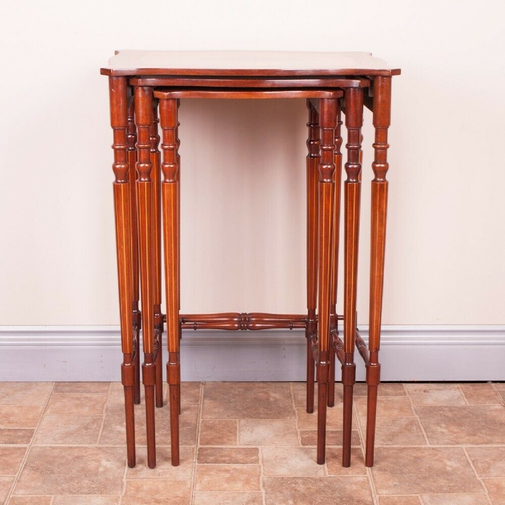 Good Quality Inlaid Mahogany Nest Of Three Tables photo buy