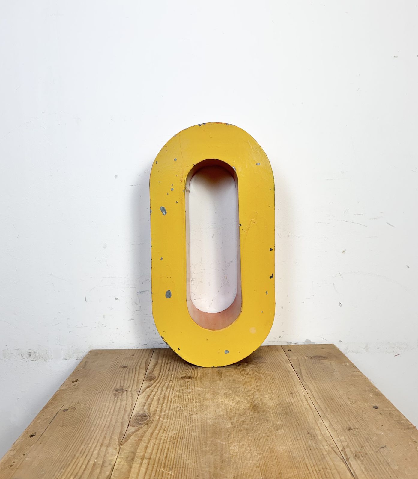 Large Vintage Yellow Iron Facade Letter O, 1960s photo furniture