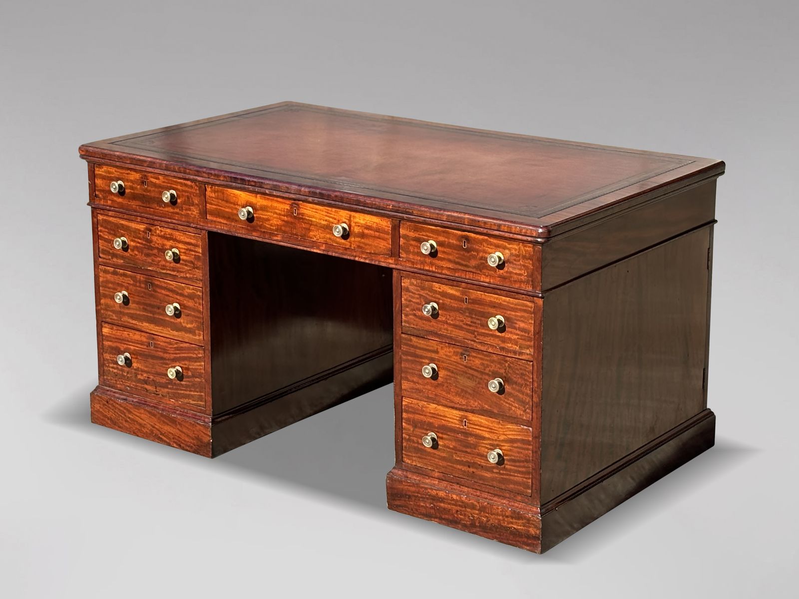 Stunning 19th Century Mahogany Partners Desk Stamped By Holland & Sons