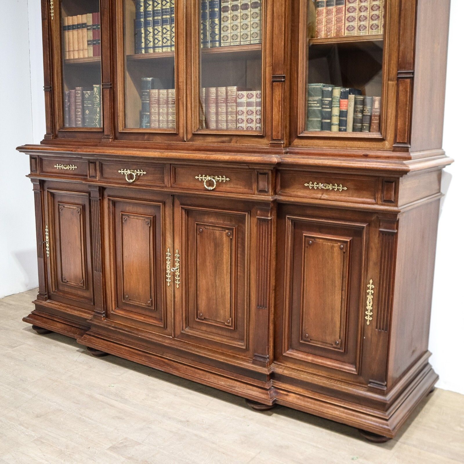 French Walnut Breakfront Library Bookcase photo 7440.0