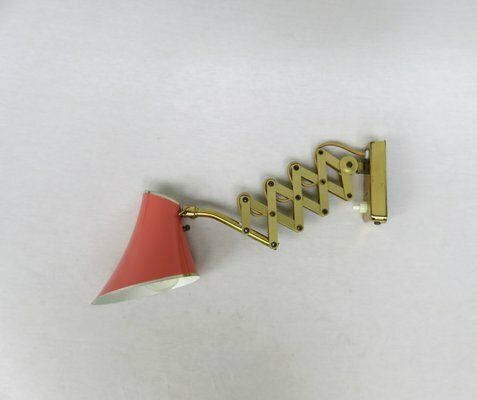 Mid Century Aluminum And Brass Scissor Lamps, 1950s, Set Of 2 photo vinterior
