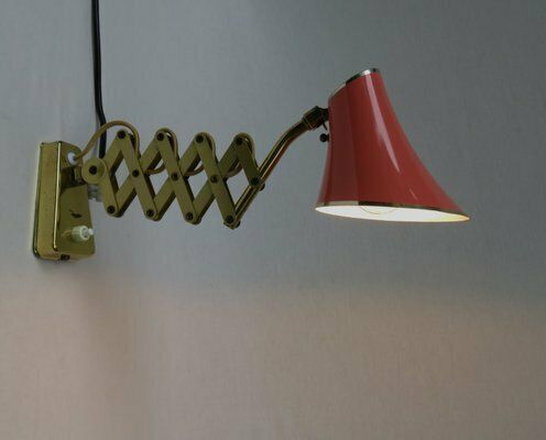 photo furniture Mid Century Aluminum And Brass Scissor Lamps, 1950s, Set Of 2