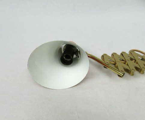 photo vintage Mid Century Aluminum And Brass Scissor Lamps, 1950s, Set Of 2