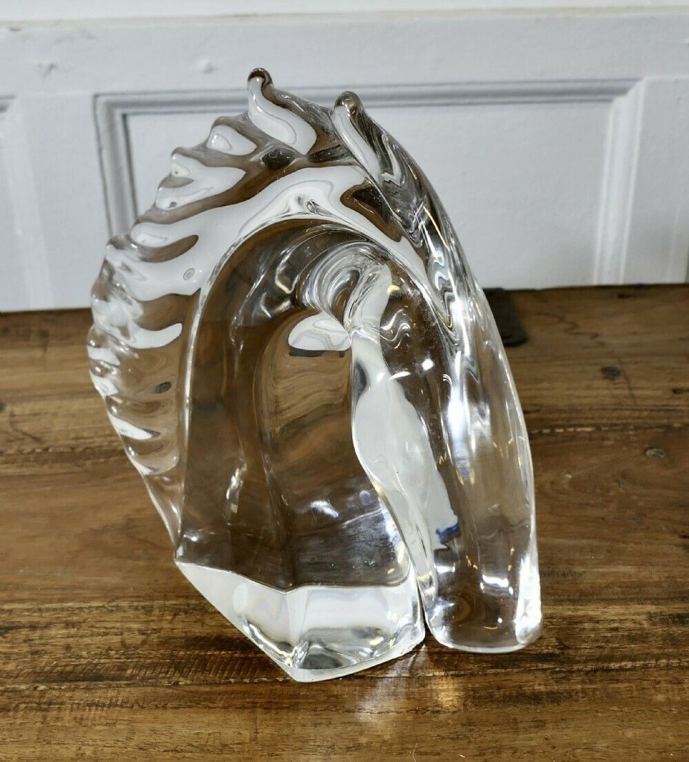 An Elegant Crystal Head Of A Horse Signed By Daum Of Nancy France photo Art