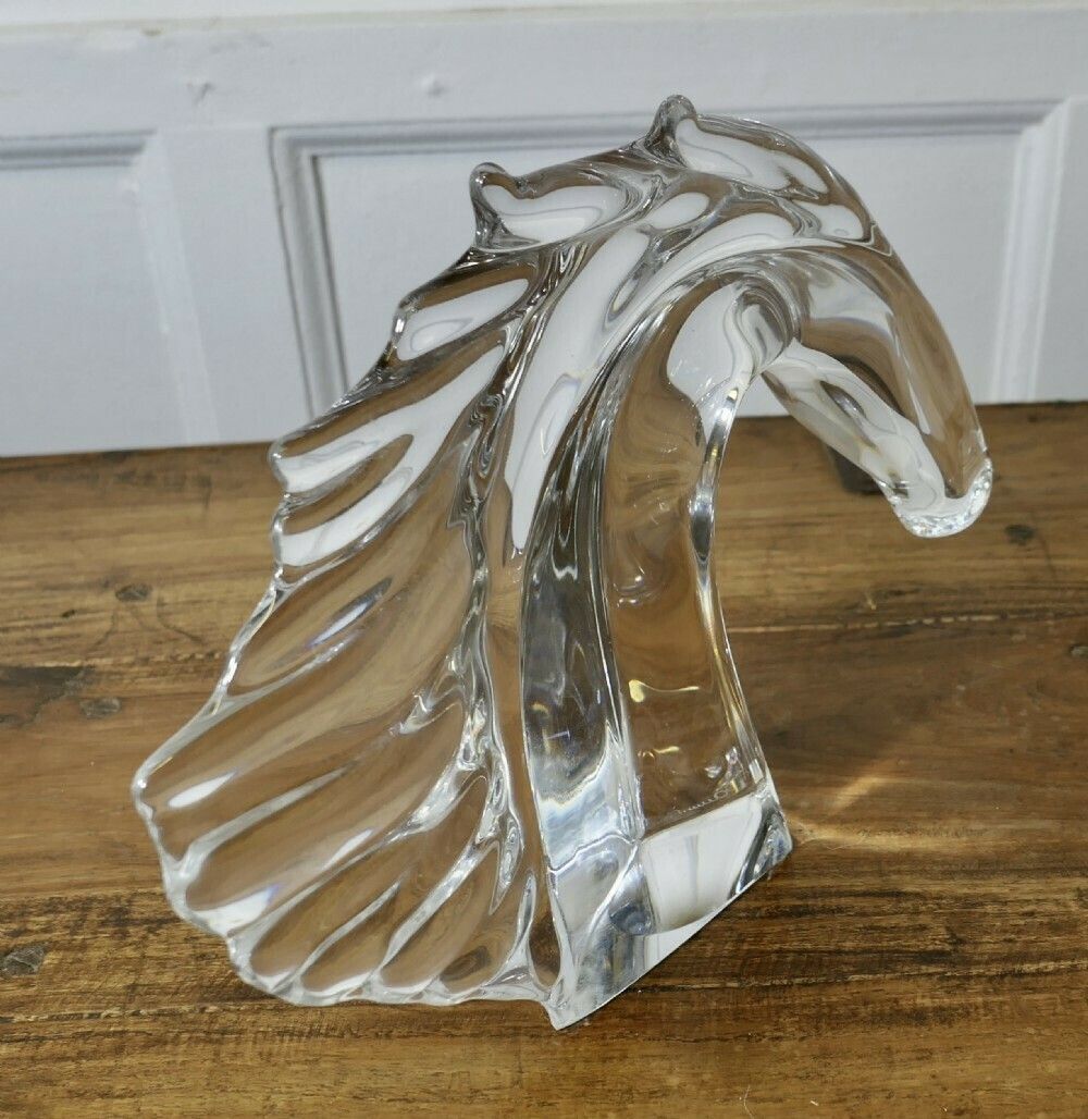 An Elegant Crystal Head Of A Horse Signed By Daum Of Nancy France photo vinterior
