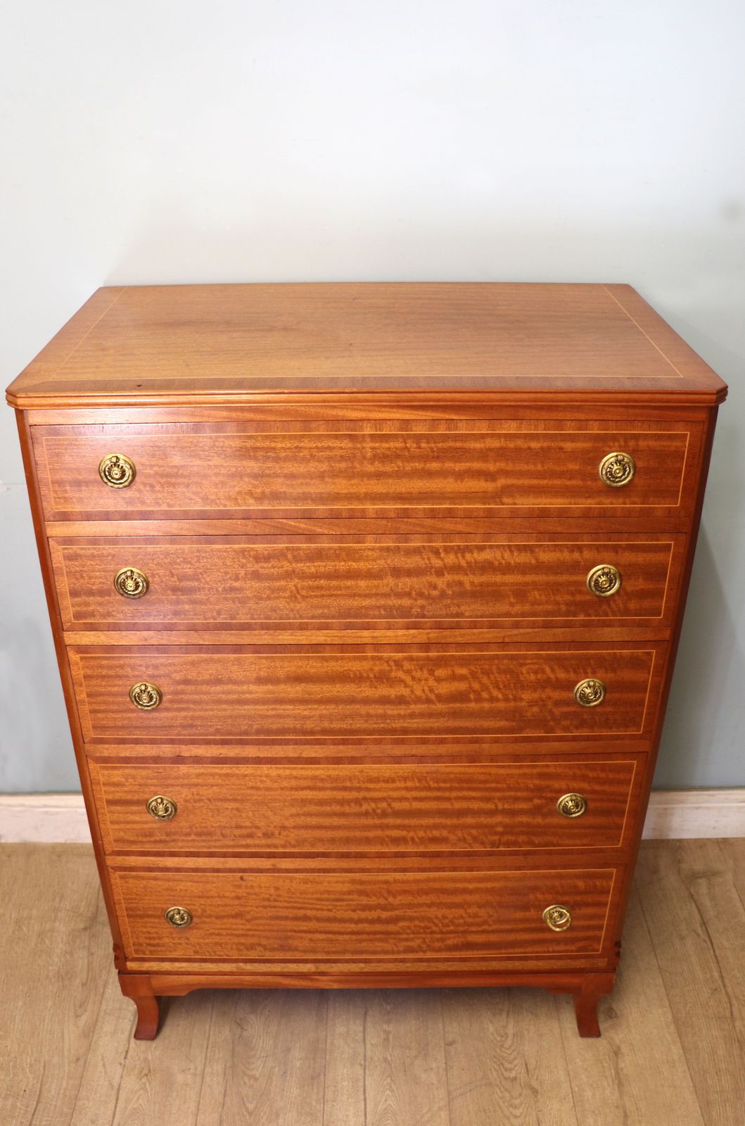 This Lovely 20th Century Georgian Revival Mahogany And Inlaid Chest Of Drawers. photo for sale