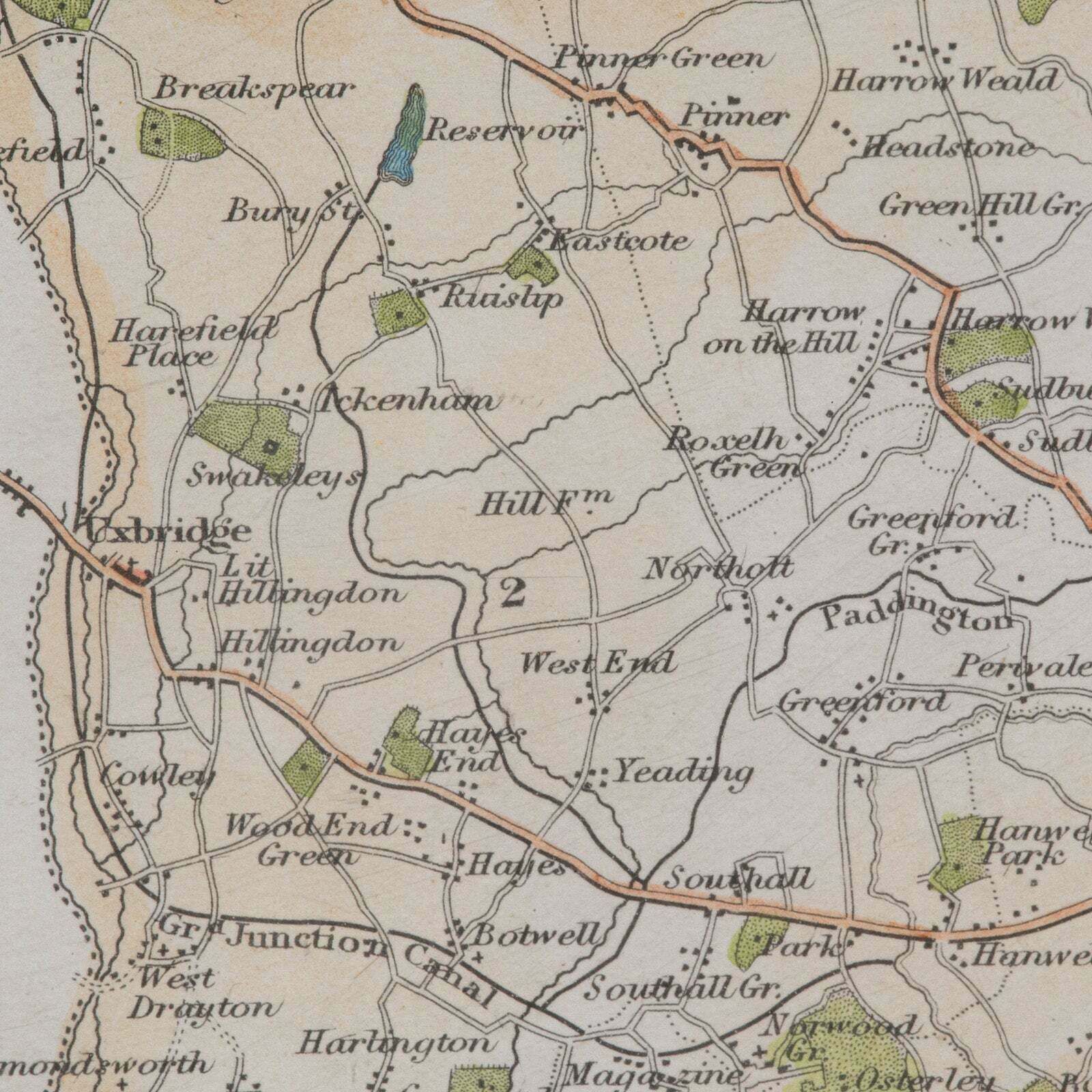 295.0 Antique County Map, Middlesex, English, Framed, Litho, Cartography, Victorian photo